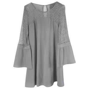 Grey lace bell sleeved boho dress sz meduim